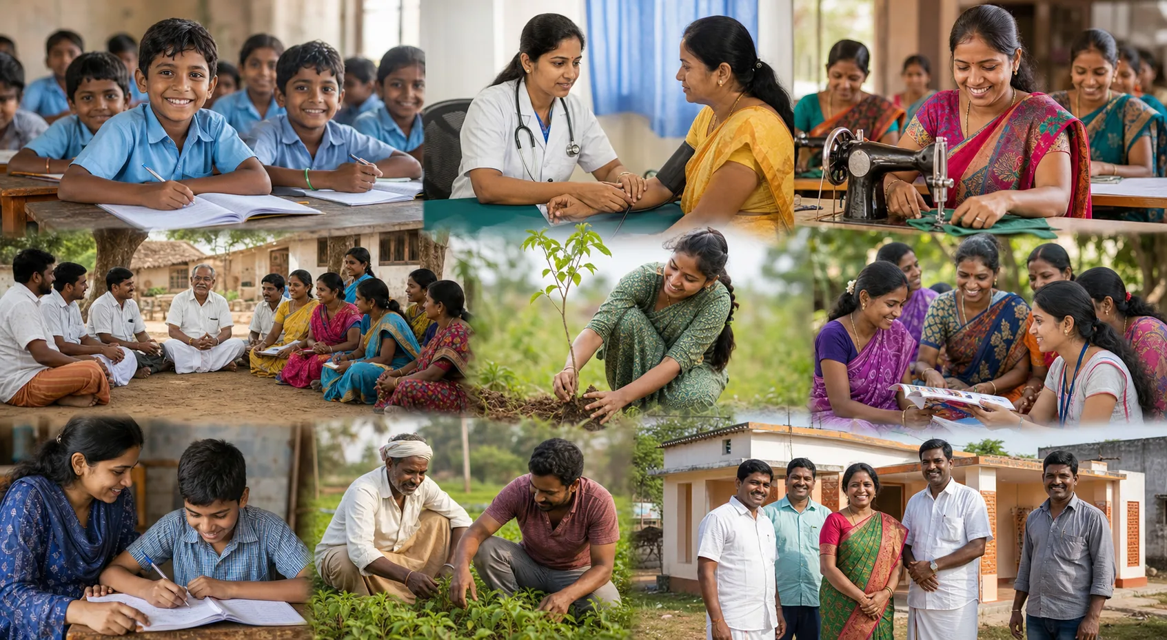 Community welfare work across education healthcare and livelihood programs